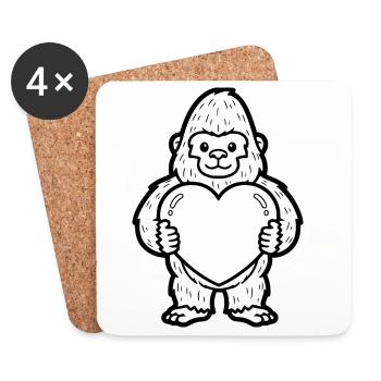 Gorilla mit Herz – stark & liebevoll zugleich - Untersetzer (4er-Set) - Weiß - Vorne