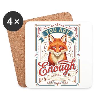 You Are Enough: Fox Vintage Art - Untersetzer (4er-Set) - Weiß - Vorne