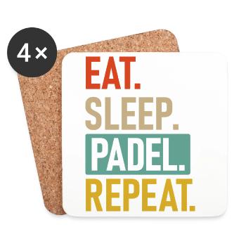 Padel | Eat.Sleep.Padel.Repeat. - Untersetzer (4er-Set) - Weiß - Vorne