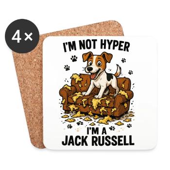 Jack Russell Terrier Funny Hyperactive Gift - Coasters (set of 4) - white - Front