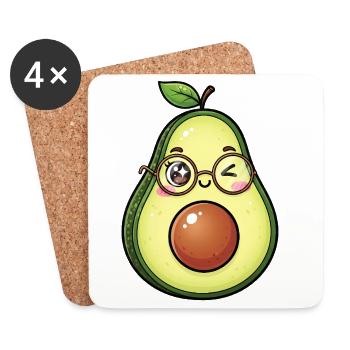 Avocado mit Brille Wink - Untersetzer (4er-Set) - Weiß - Vorne