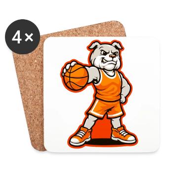 Basketball Bulldog Mascot Power Pose - Coasters (set of 4) - white - Front