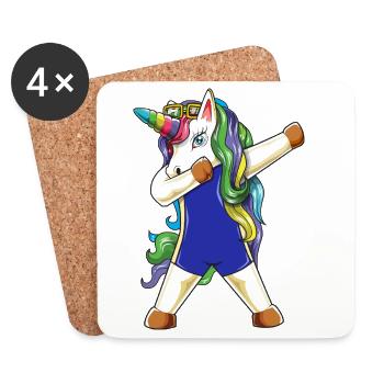 Einhorn-Schwimmer abpuppen Lustiges Sommerschwimmen - Untersetzer (4er-Set) - Weiß - Vorne
