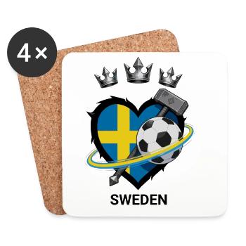 Sweden Football Hammer Heart Fan Design - Coasters (set of 4) - white - Front