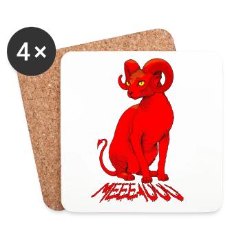 Demon Sphinx Cat: Red Meeeauuu - Coasters (set of 4) - white - Front