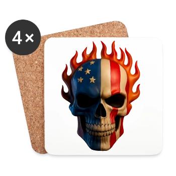 Flaming Flag Skull - Coasters (set of 4) - white - Front