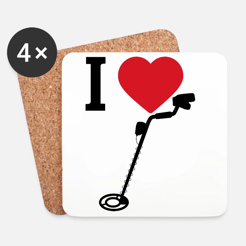 I_Love_metaldetecting - Untersetzer (4er-Set) - Weiß