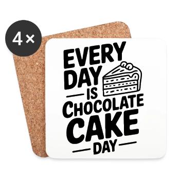 Every Day is Chocolate Cake Day - Coasters (set of 4) - white - Front