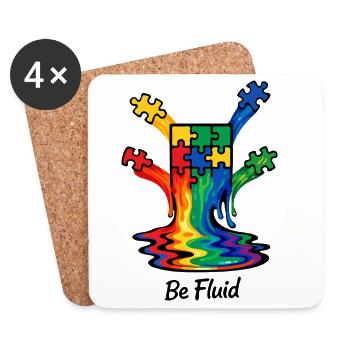 Autism Puzzle Rainbow Melting Illustration - Coasters (set of 4) - white - Front