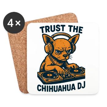 Chihuahua DJ Retro Turntables Headphones Gift - Coasters (set of 4) - white - Front