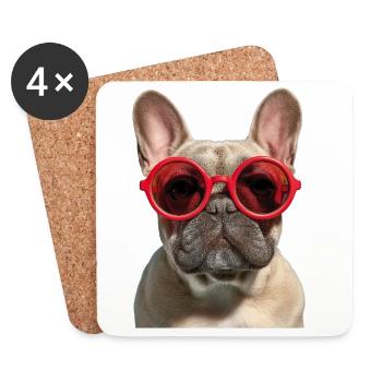 Französische Bulldogge French Bulldog Frenchie - Coasters (set of 4) - white - Front