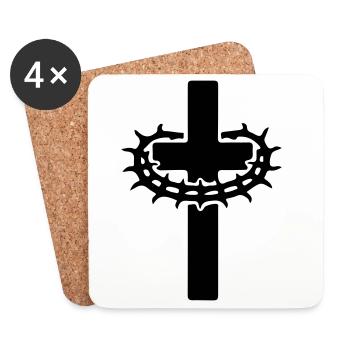 Couronne de croix d’épines Jésus - Dessous de verre (lot de 4) - blanc - Devant