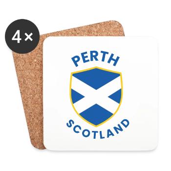 Perth Scotland Crest Shield - Coasters (set of 4) - white - Front