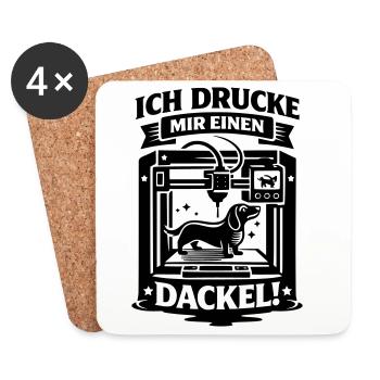 Dackel 3D Drucker Basteln Hund - Untersetzer (4er-Set) - Weiß - Vorne