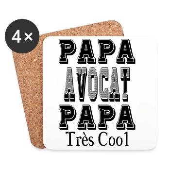 Papa Avocat Papa Très Cool - Dessous de verre (lot de 4) - blanc - Devant