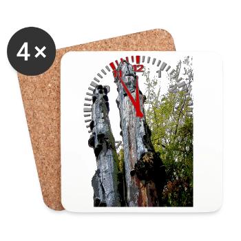 Timestamp on tree trunk 5 to 12 - Coasters (set of 4) - white - Front
