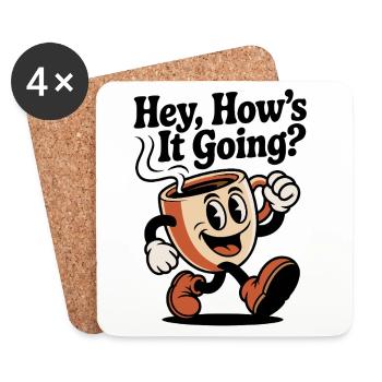 Running Coffee Mug Mascot - Coasters (set of 4) - white - Front