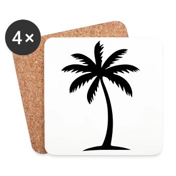 Palm Tree Icon - Coasters (set of 4) - white - Front
