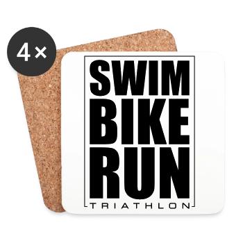 Triathlon Natation Course Cyclisme - Dessous de verre (lot de 4) - blanc - Devant