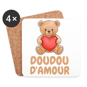 Doudou d'amour Humour Cadeau Mignon - Dessous de verre (lot de 4) - blanc - Devant