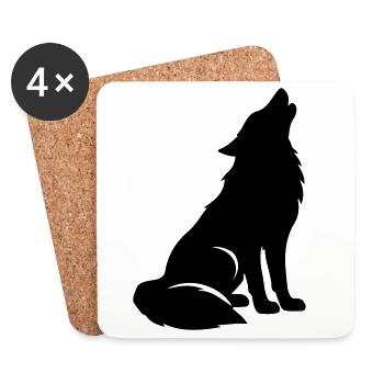 Wolf Silhouette - Untersetzer (4er-Set) - Weiß - Vorne