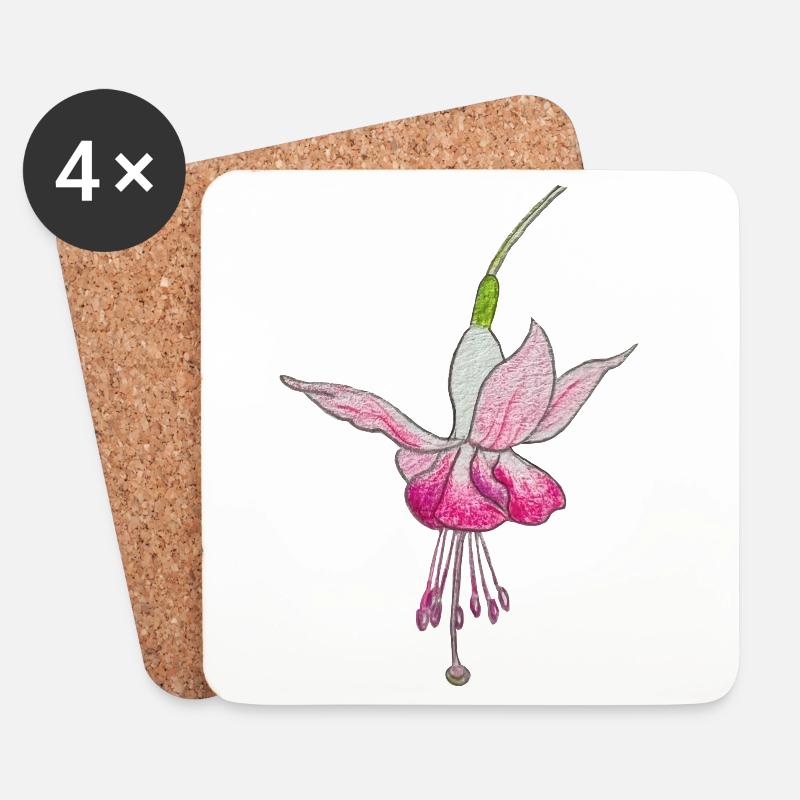 Fuchsia flower - Coasters (set of 4) - white