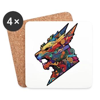 Kaleidoscopic Dragon: Folklore Fire - Coasters (set of 4) - white - Front
