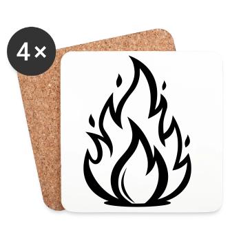 Fire Flame Symbol | Minimal Flames Motif - Coasters (set of 4) - white - Front