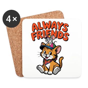 Immer Freunde Katzen Maus - Untersetzer (4er-Set) - Weiß - Vorne