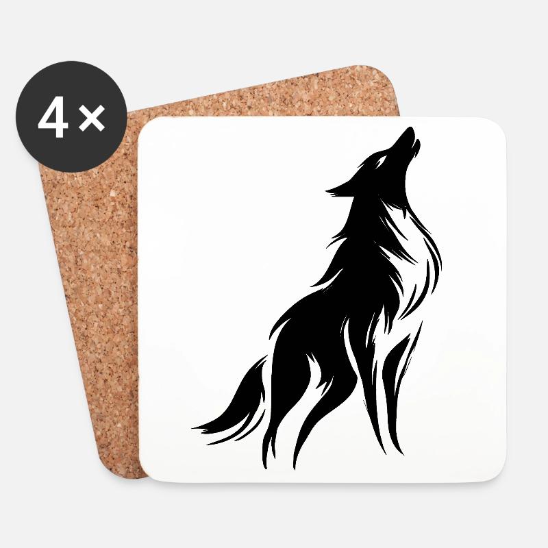 Starker und freier Wolf, Symbol des Charakters - Untersetzer (4er-Set) - Weiß