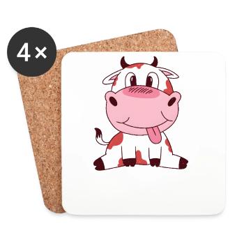 Official Farm Shirt – Cute Cow Design - Coasters (set of 4) - white - Front