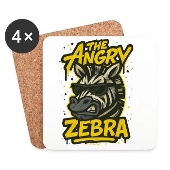 Das wütende Zebra - Untersetzer (4er-Set) - Weiß - Vorne