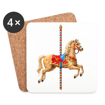Klassisches Karussellpferd Illustration - Untersetzer (4er-Set) - Weiß - Vorne