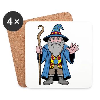 Magicien Cosmique au Chapeau étoilé - Dessous de verre (lot de 4) - blanc - Devant