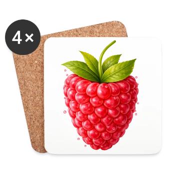 Fresh raspberry with leaves - Coasters (set of 4) - white - Front
