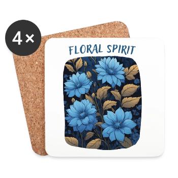 Blue Flowers - Coasters (set of 4) - white - Front