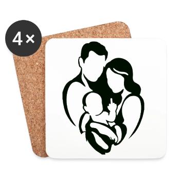 Silhouette familiale Majeur d’amour - Dessous de verre (lot de 4) - blanc - Devant