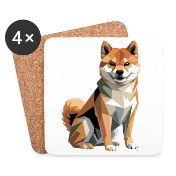 Geometric Shiba Inu Dog - Coasters (set of 4) - white - Front