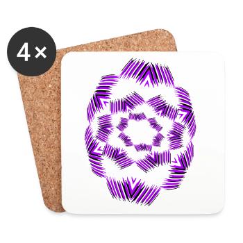 Purple Star Mandala Pattern - Coasters (set of 4) - white - Front