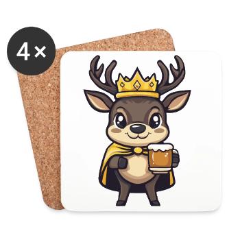 Deer Beer King - Coasters (set of 4) - white - Front