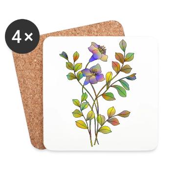 Fleur - Dessous de verre (lot de 4) - blanc - Devant
