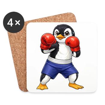 Cooler Pinguin Boxer Kampfsport Cartoon Boxen - Untersetzer (4er-Set) - Weiß - Vorne