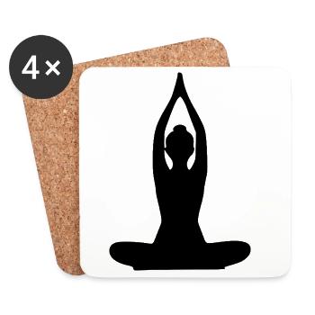 Yoga Formen Silhouetten schwarz - Untersetzer (4er-Set) - Weiß - Vorne