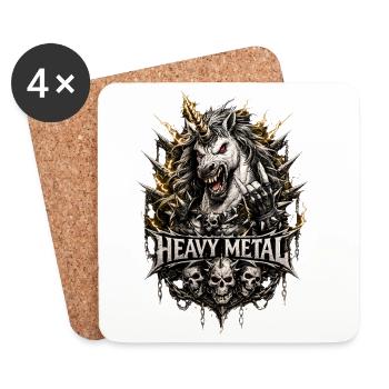 Licorne Heavy Metal – Skull Rock - Dessous de verre (lot de 4) - blanc - Devant