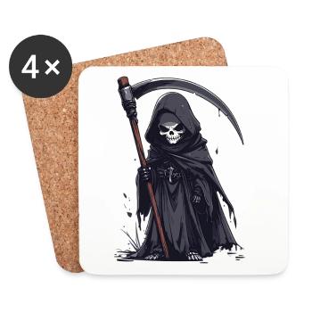 Grim Reaper in black robe - Coasters (set of 4) - white - Front