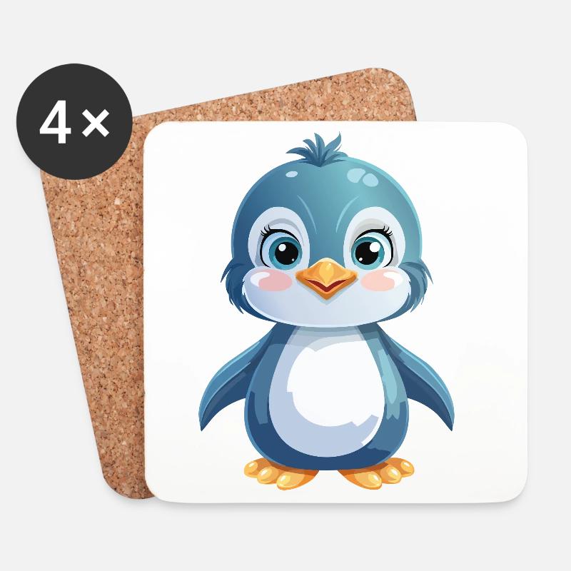 Zuckersüßer Pinguinaugenblick - Untersetzer (4er-Set) - Weiß