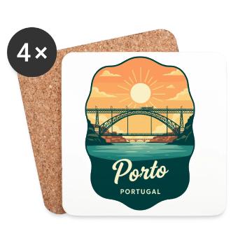Porto Dom Luis Brücke Retro-Reiseabzeichen - Untersetzer (4er-Set) - Weiß - Vorne
