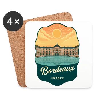 Emblème rétro de la Place de la Bourse à Bordeaux - Dessous de verre (lot de 4) - blanc - Devant