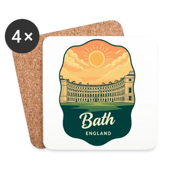 Bath Royal Crescent Retro Sonnenuntergangsabzeichen - Untersetzer (4er-Set) - Weiß - Vorne
