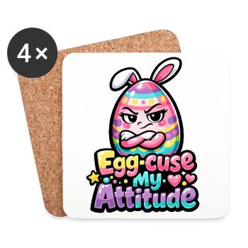 Excuse my Attitude Ostern Wortspiel - Untersetzer (4er-Set) - Weiß - Vorne